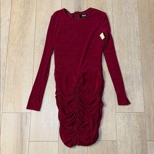 Alexia Admor Wine Red Velvet Ruched Bodycon Dress Size M NWT